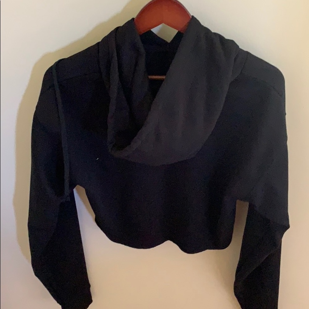 Women’s Cropped Black Sweatshirt Hoody Size L - Picture 3 of 4